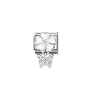 Nomination Composable Classic Link, White Flower with Butterfly Pendant - Product Code - 331814 05