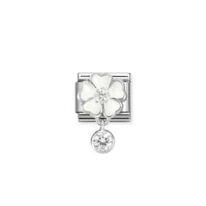Nomination Composable Classic Link, White Flower with CZ Pendant - Product Code - 331814 06