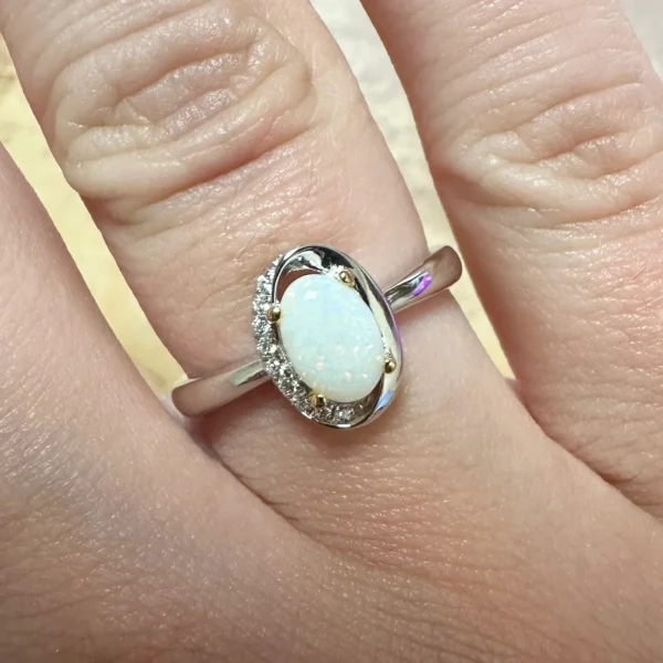 Silver Opal & Stone Set Ring - Product Code - A287
