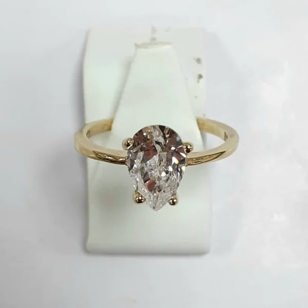 9ct Yellow Gold Hallmarked Ladies Cubic Zirconia Ring - Product Code - VX216