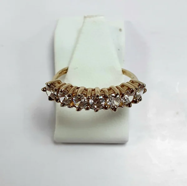 9ct Yellow Gold Hallmarked Ladies Cubic Zirconia Ring - Product Code - VX432