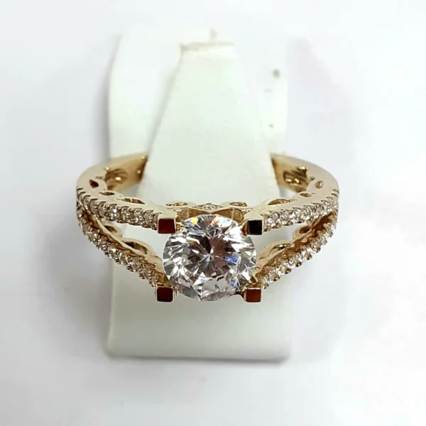9ct Yellow Gold Hallmarked Ladies Cubic Zirconia Ring - Product Code - VX798