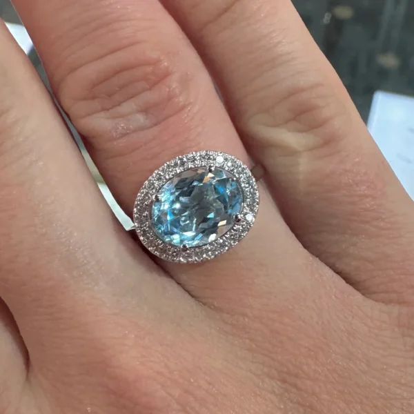 Blue Topaz & Diamond Ring - Product Code - Wx286