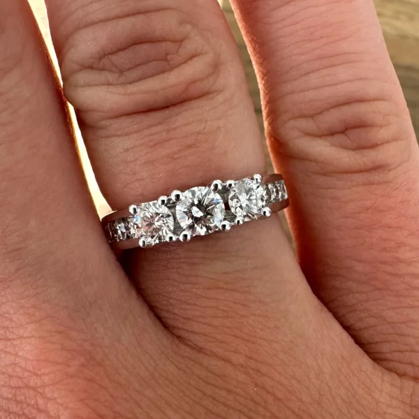 One Carat Diamond, 18ct White Gold, Trilogy Ring - Product Code - G855